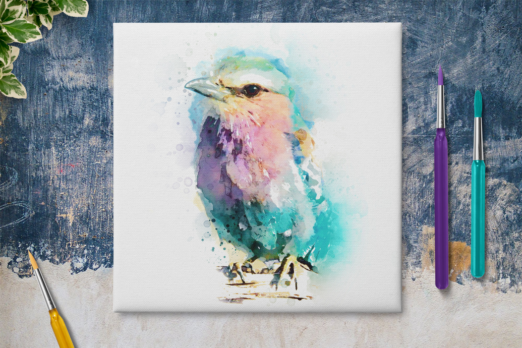 Bird painting canvas mockup