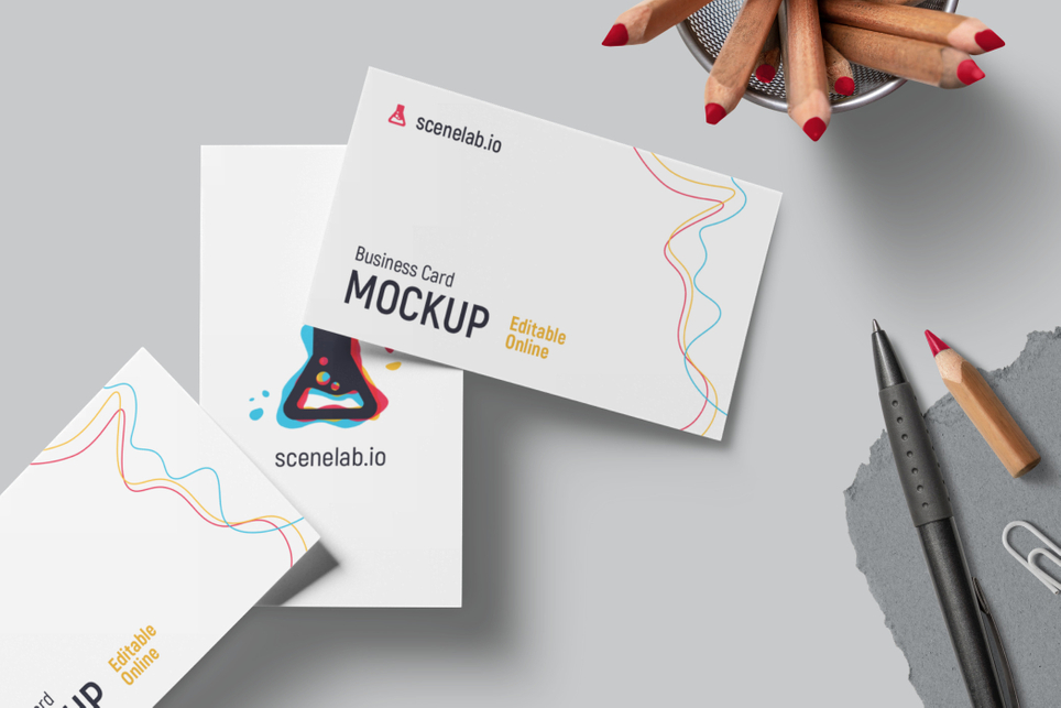 Download 5 Free Business Card Mockups Without Photoshop Scenelab Online Mockups Made Easy